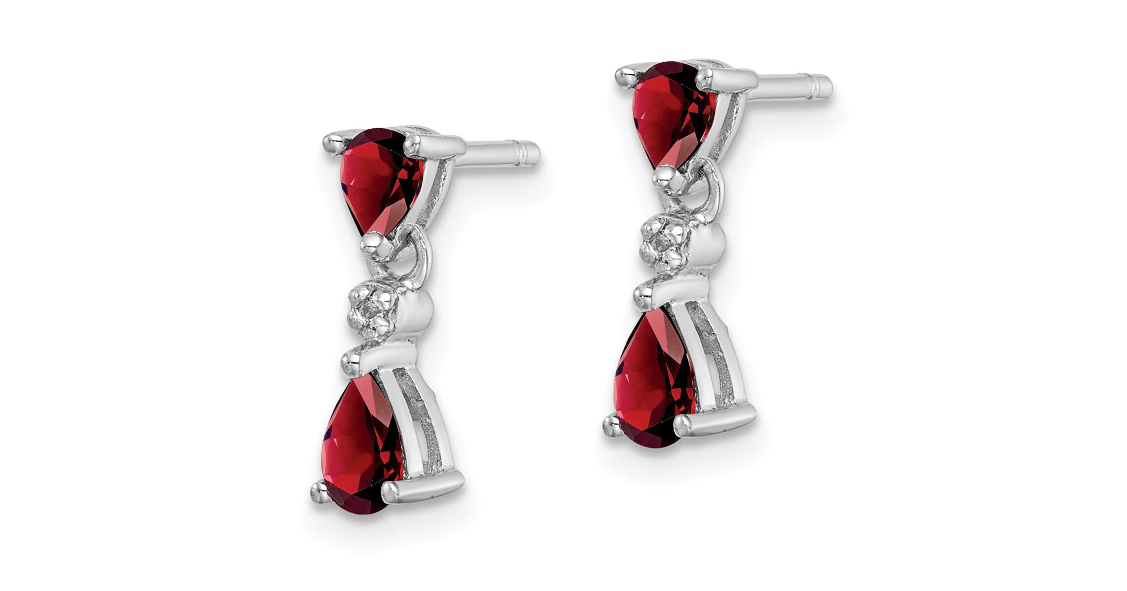 0.96 ct. t.w. Garnet and Diamond Accent Post Earrings in Rhodium-plated Sterling Silver