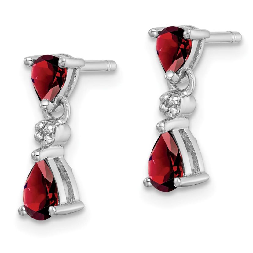 0.96 ct. t.w. Garnet and Diamond Accent Post Earrings in Rhodium-plated Sterling Silver