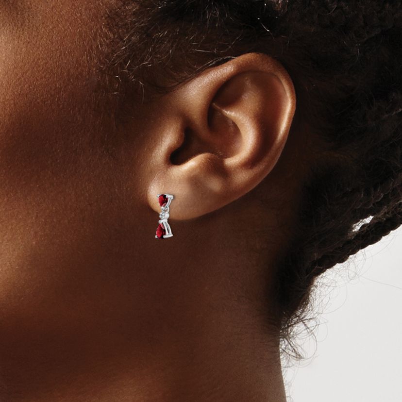 0.96 ct. t.w. Garnet and Diamond Accent Post Earrings in Rhodium-plated Sterling Silver