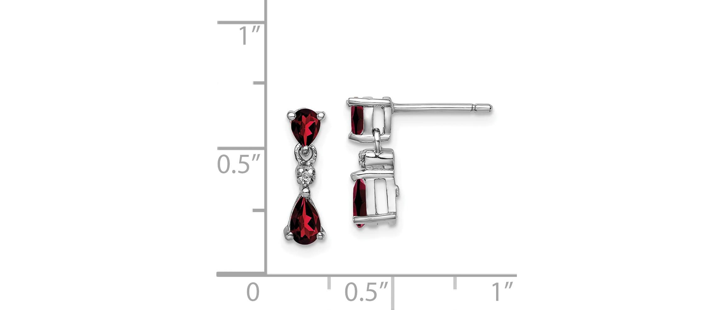 0.96 ct. t.w. Garnet and Diamond Accent Post Earrings in Rhodium-plated Sterling Silver