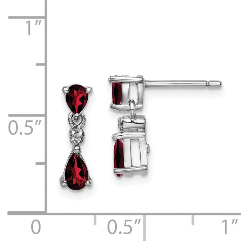 0.96 ct. t.w. Garnet and Diamond Accent Post Earrings in Rhodium-plated Sterling Silver