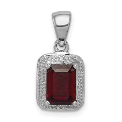 Belk & Co 1.7 ct. t.w. Garnet and 0.01 ct. t.w. Diamond Pendant in Rhodium-plated Sterling Silver, White