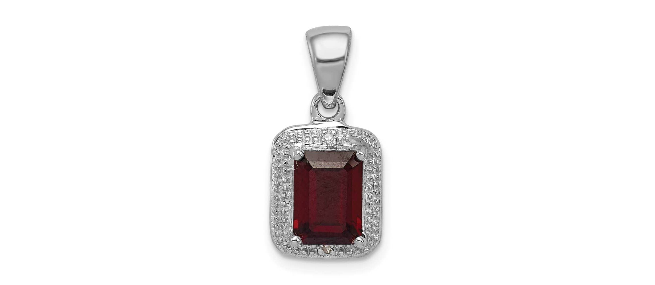 1.7 ct. t.w. Garnet and 0.01 ct. t.w. Diamond Pendant in Rhodium-plated Sterling Silver