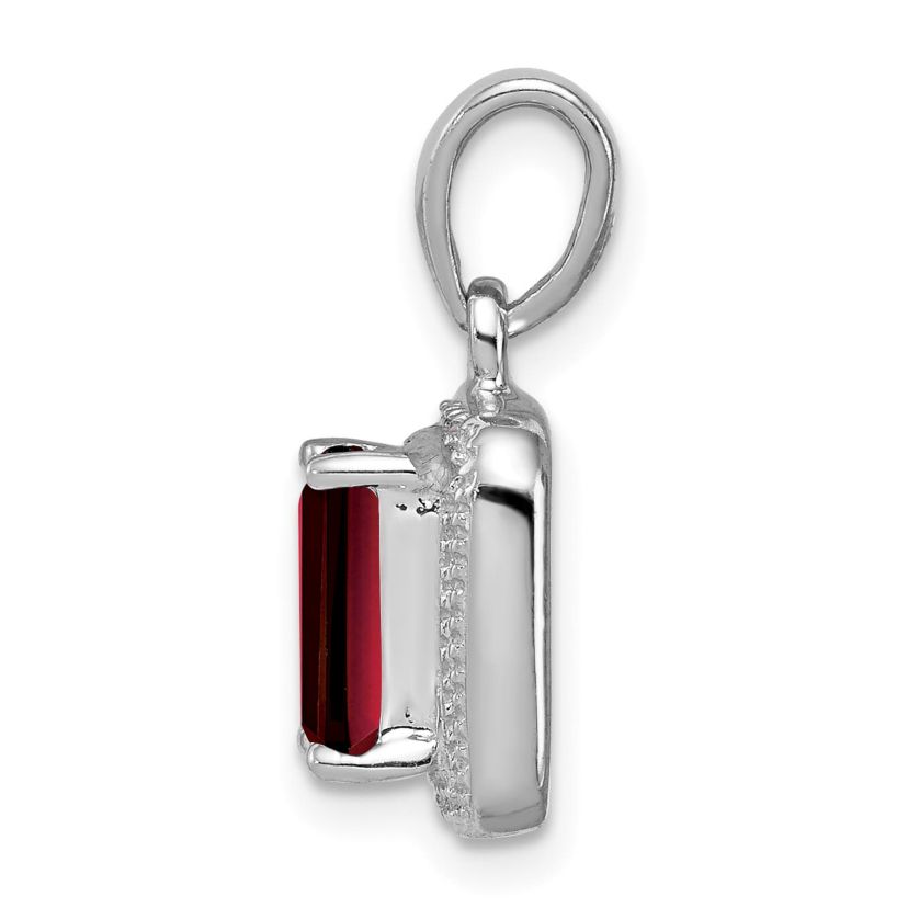 1.7 ct. t.w. Garnet and 0.01 ct. t.w. Diamond Pendant in Rhodium-plated Sterling Silver