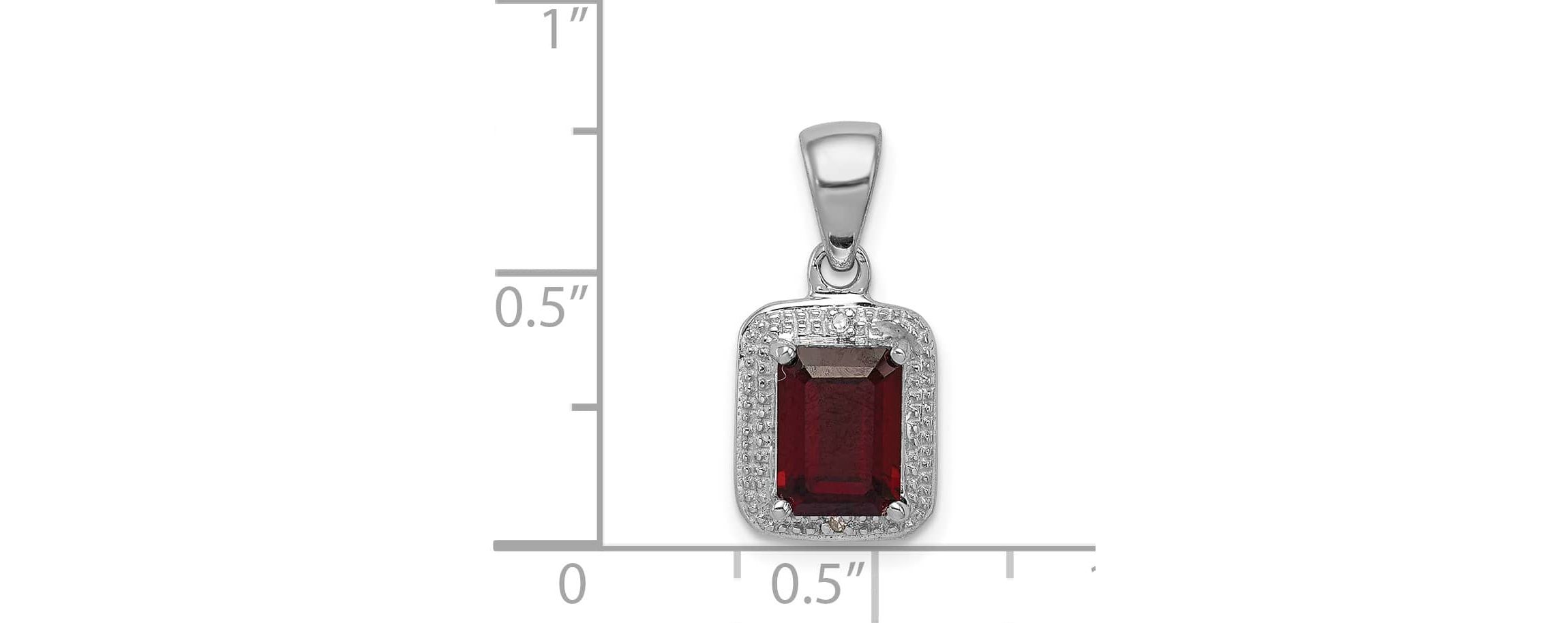 1.7 ct. t.w. Garnet and 0.01 ct. t.w. Diamond Pendant in Rhodium-plated Sterling Silver