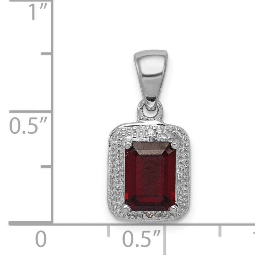 1.7 ct. t.w. Garnet and 0.01 ct. t.w. Diamond Pendant in Rhodium-plated Sterling Silver