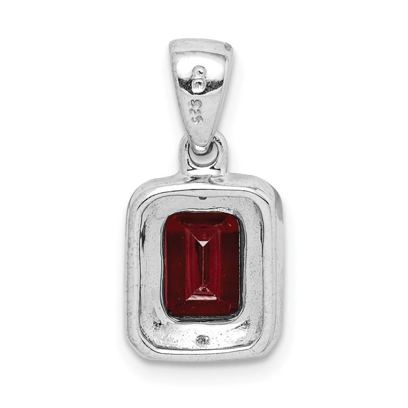 1.7 ct. t.w. Garnet and 0.01 ct. t.w. Diamond Pendant in Rhodium-plated Sterling Silver