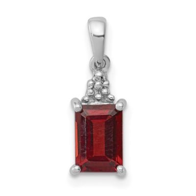 Belk & Co 1.2 ct. t.w. Garnet and 0.003 ct. t.w. Diamond Pendant in Rhodium-plated Sterling Silver, White