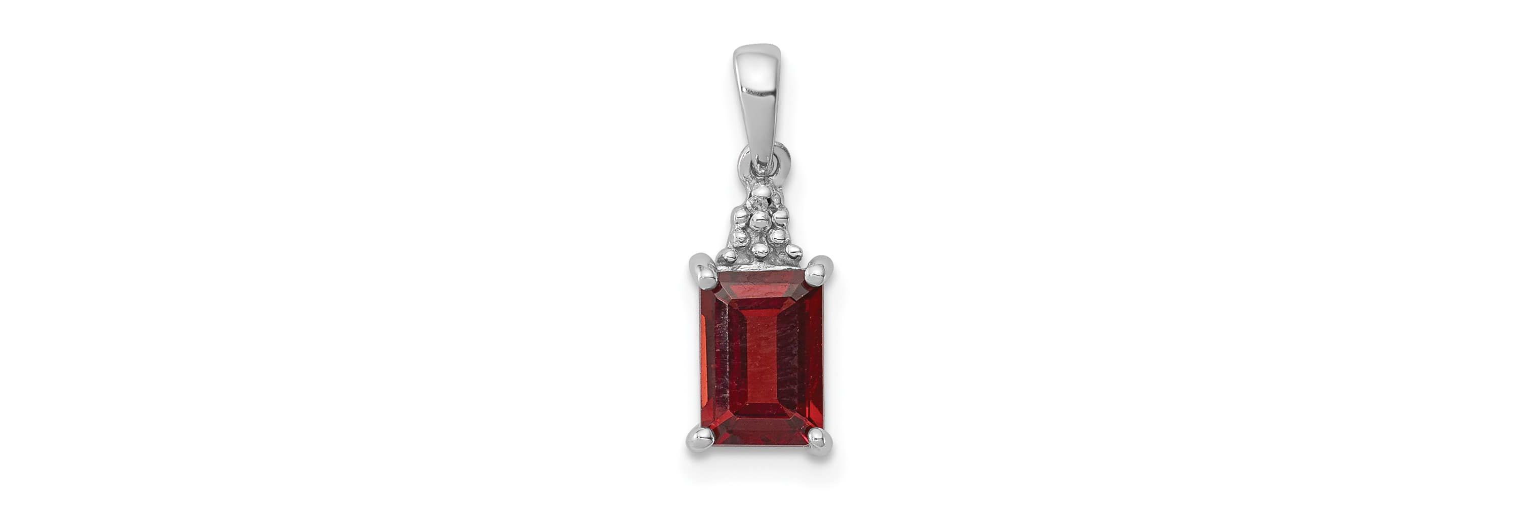 1.2 ct. t.w. Garnet and 0.003 ct. t.w. Diamond Pendant in Rhodium-plated Sterling Silver