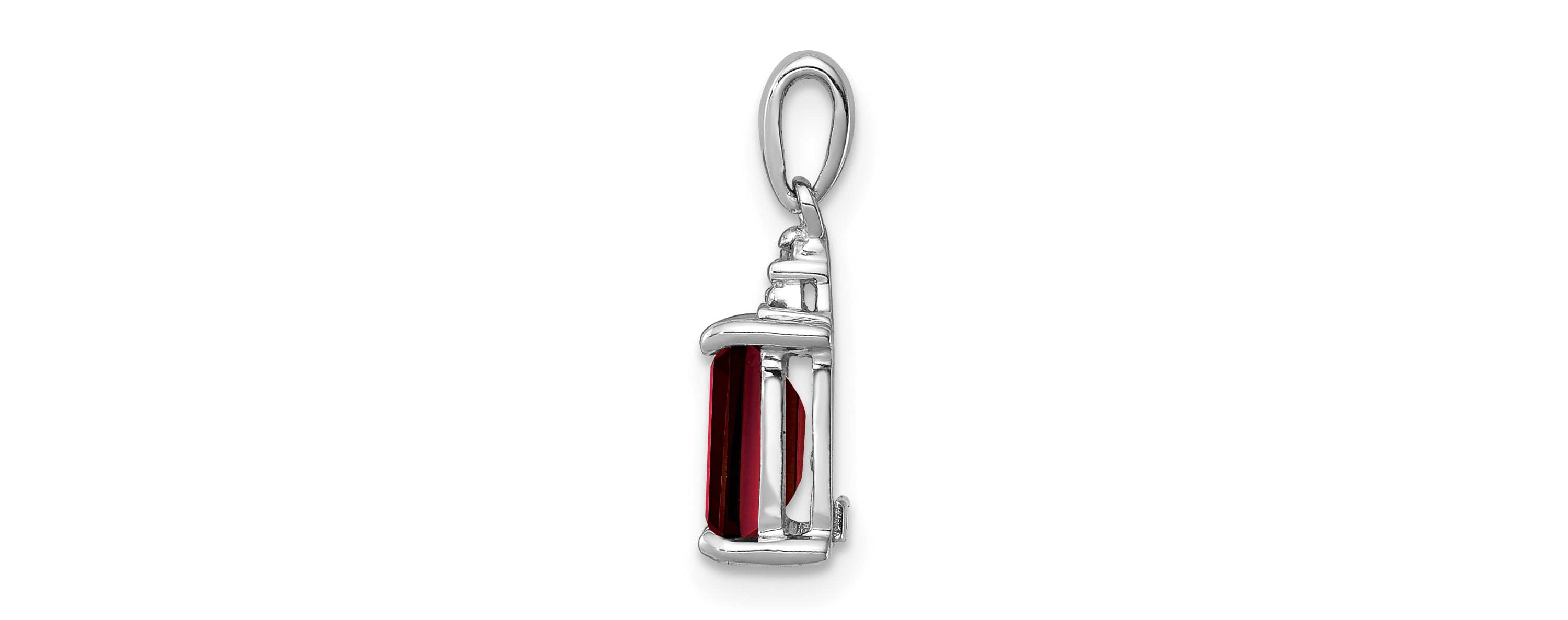 1.2 ct. t.w. Garnet and 0.003 ct. t.w. Diamond Pendant in Rhodium-plated Sterling Silver