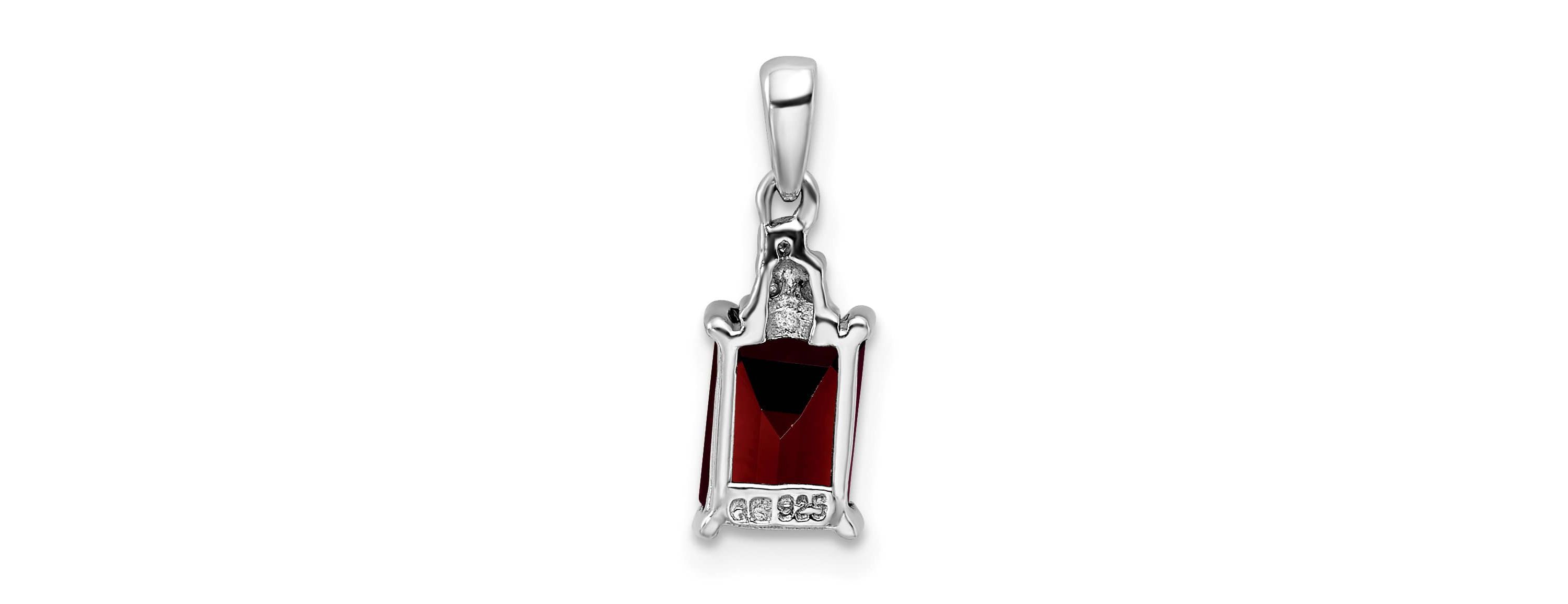 1.2 ct. t.w. Garnet and 0.003 ct. t.w. Diamond Pendant in Rhodium-plated Sterling Silver