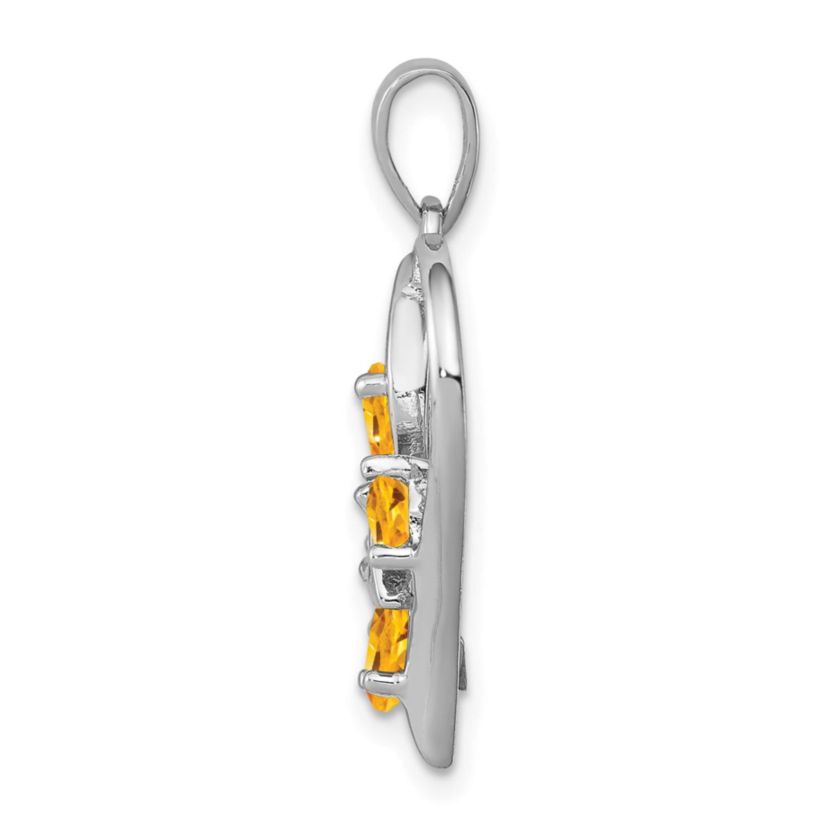 3/4 ct. t.w. Citrine and 0.003 ct. t.w. Diamond Butterfly Heart Pendant in Rhodium-plated Sterling Silver