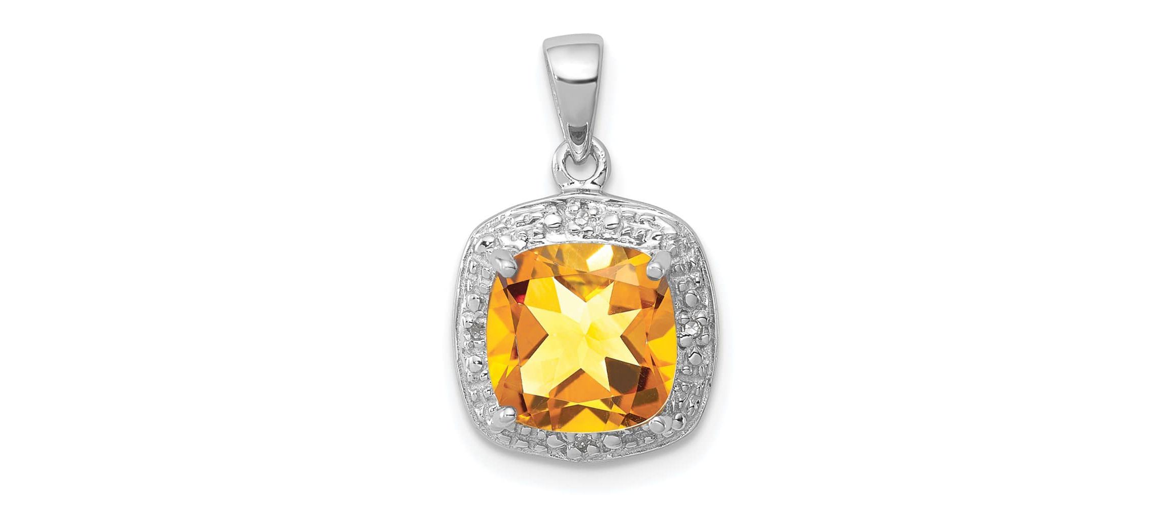 2.2 ct. t.w. Citrine and 0.016 ct. t.w. Diamond Pendant in Rhodium-plated Sterling Silver