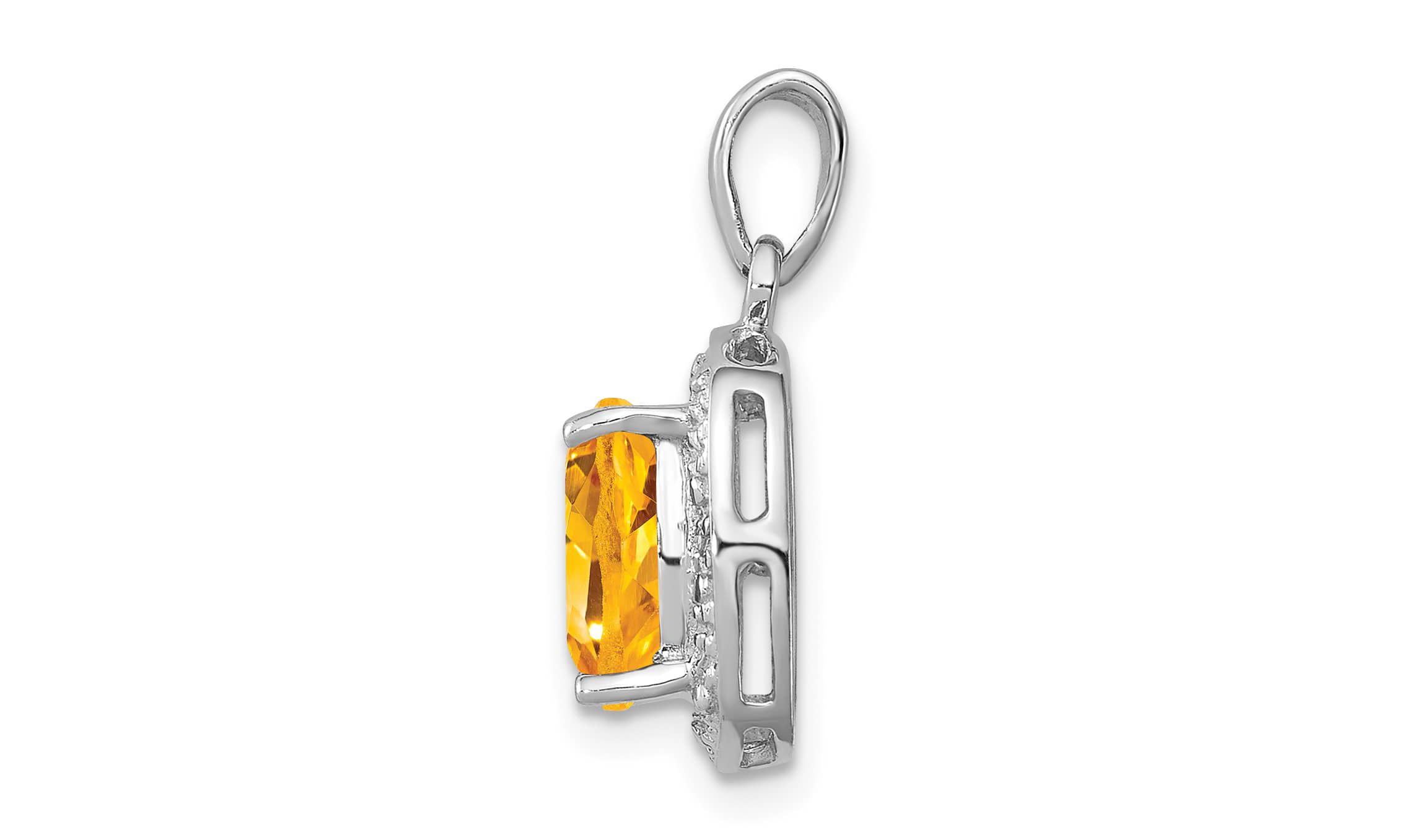 2.2 ct. t.w. Citrine and 0.016 ct. t.w. Diamond Pendant in Rhodium-plated Sterling Silver