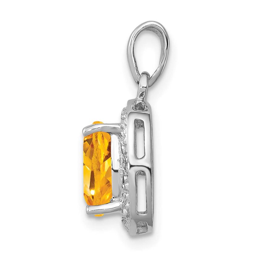 2.2 ct. t.w. Citrine and 0.016 ct. t.w. Diamond Pendant in Rhodium-plated Sterling Silver