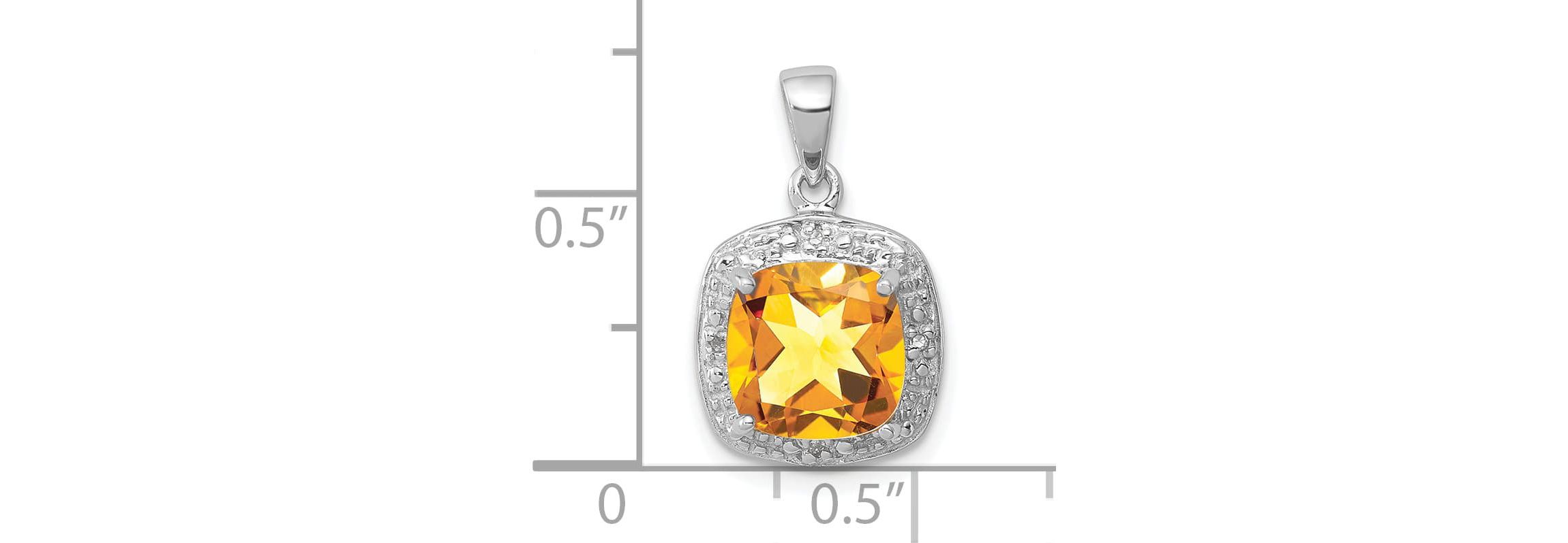 2.2 ct. t.w. Citrine and 0.016 ct. t.w. Diamond Pendant in Rhodium-plated Sterling Silver