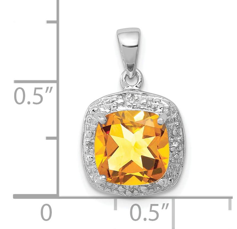 2.2 ct. t.w. Citrine and 0.016 ct. t.w. Diamond Pendant in Rhodium-plated Sterling Silver
