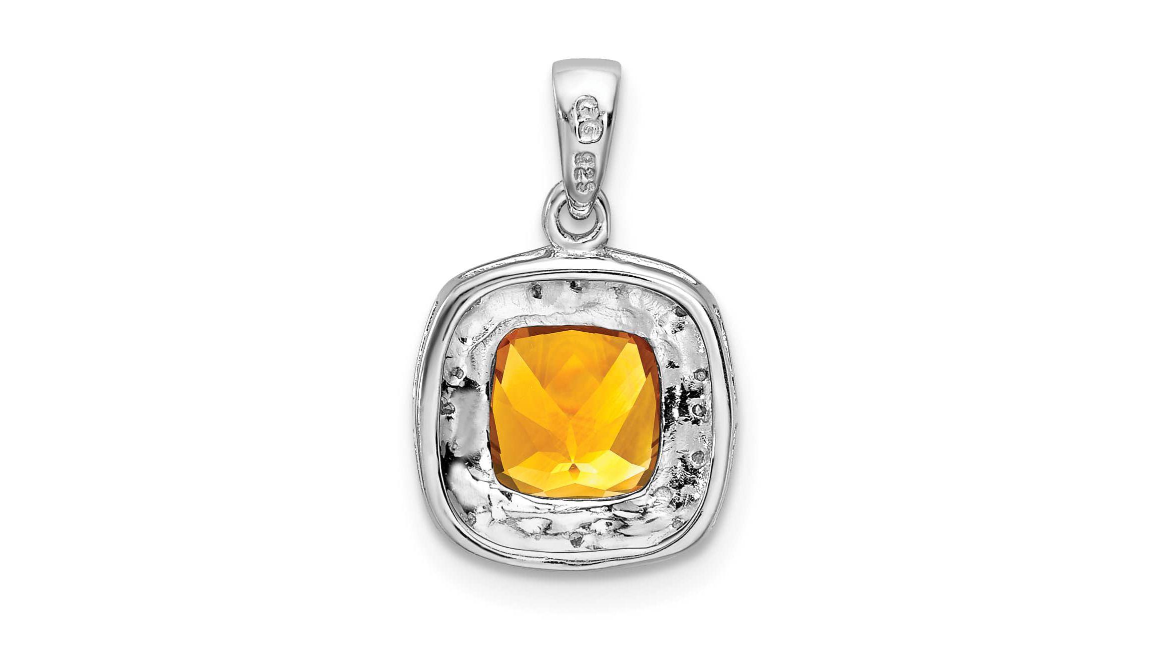 2.2 ct. t.w. Citrine and 0.016 ct. t.w. Diamond Pendant in Rhodium-plated Sterling Silver
