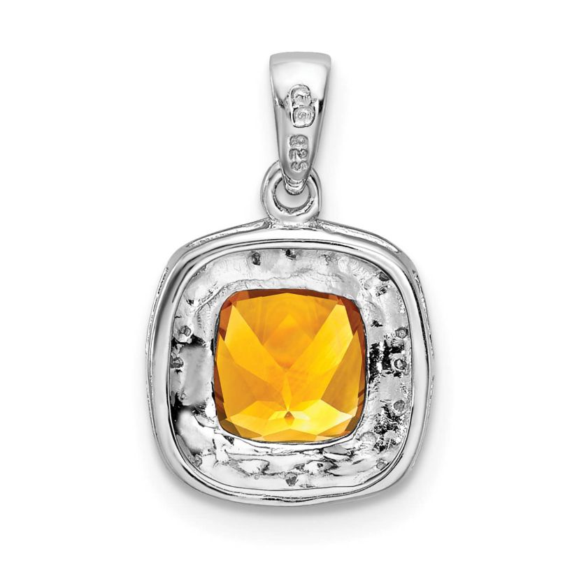 2.2 ct. t.w. Citrine and 0.016 ct. t.w. Diamond Pendant in Rhodium-plated Sterling Silver