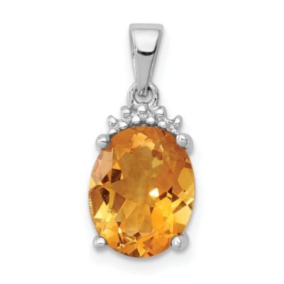 Belk & Co 2.4 ct. t.w. Citrine and 0.02 ct. t.w. Diamond Pendant in Rhodium-plated Sterling Silver, White
