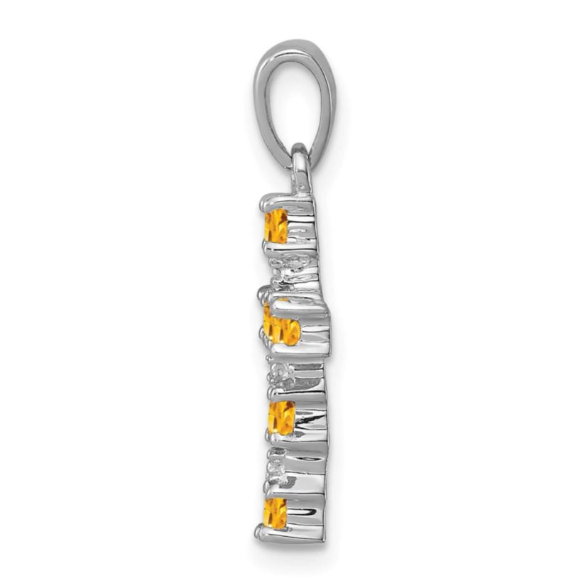 3/8 ct. t.w. Citrine and 0.004 ct. t.w. Diamond Accent Cross Pendant in Rhodium-plated Sterling Silver