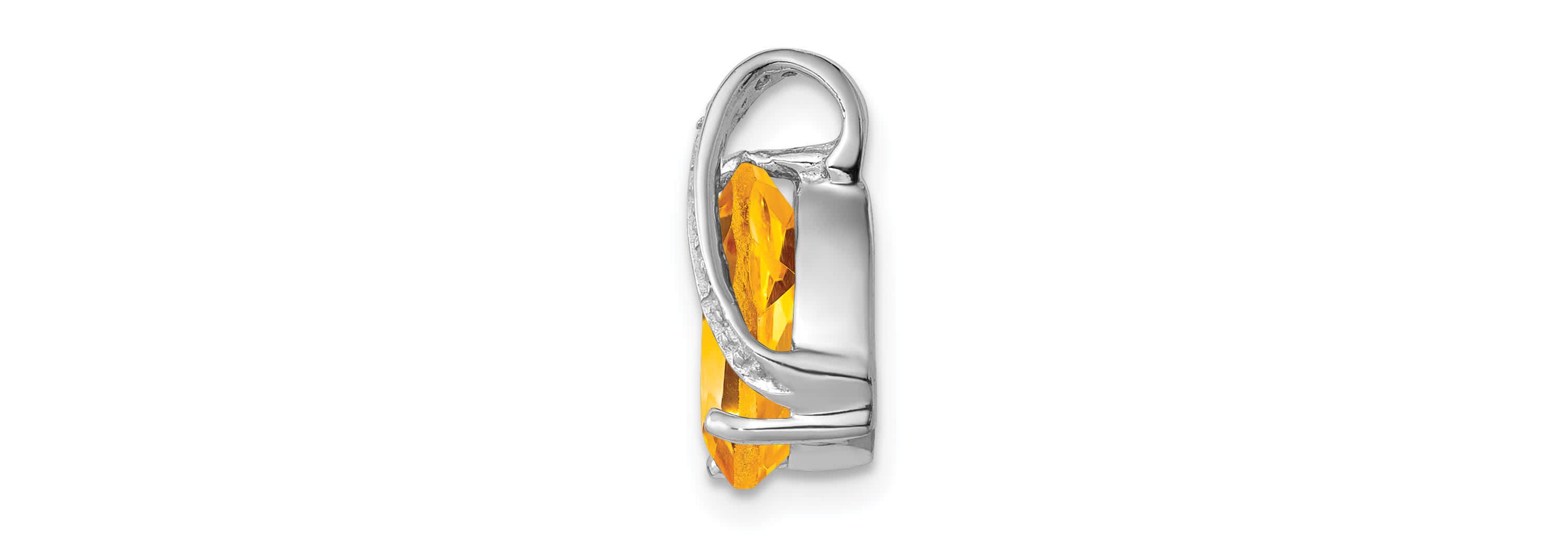 1.7 ct. t.w. Pear Citrine and 0.003 ct. t.w. Diamond Pendant in Rhodium-plated Sterling Silver