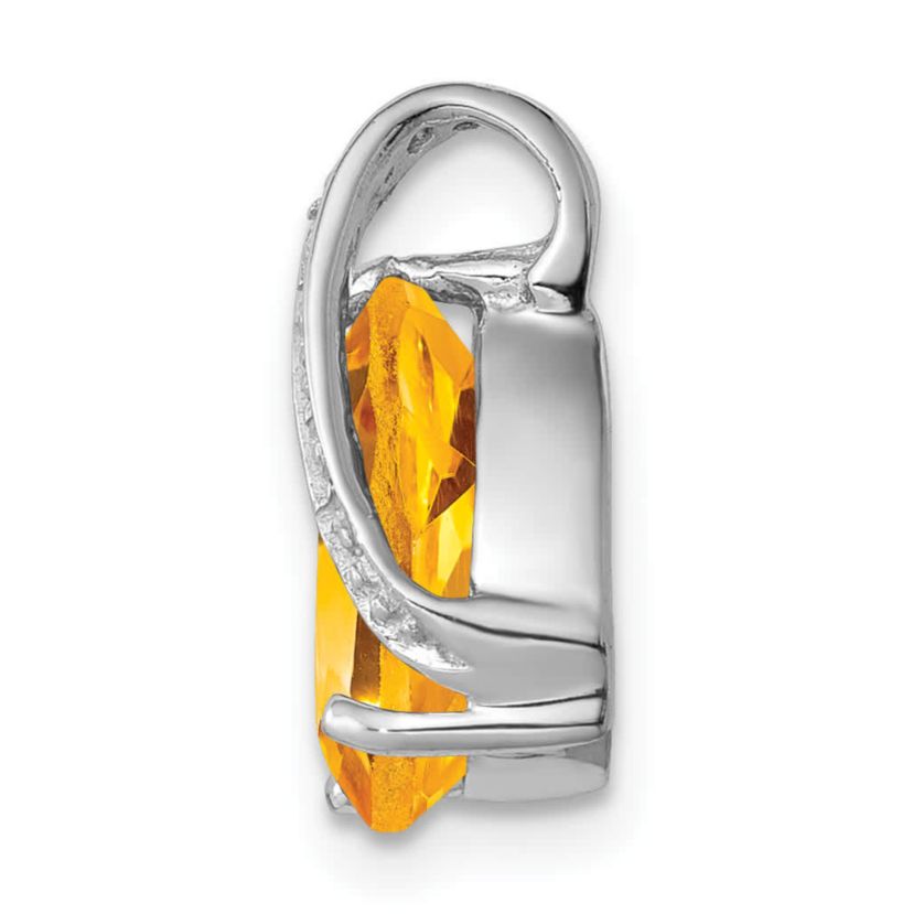 1.7 ct. t.w. Pear Citrine and 0.003 ct. t.w. Diamond Pendant in Rhodium-plated Sterling Silver