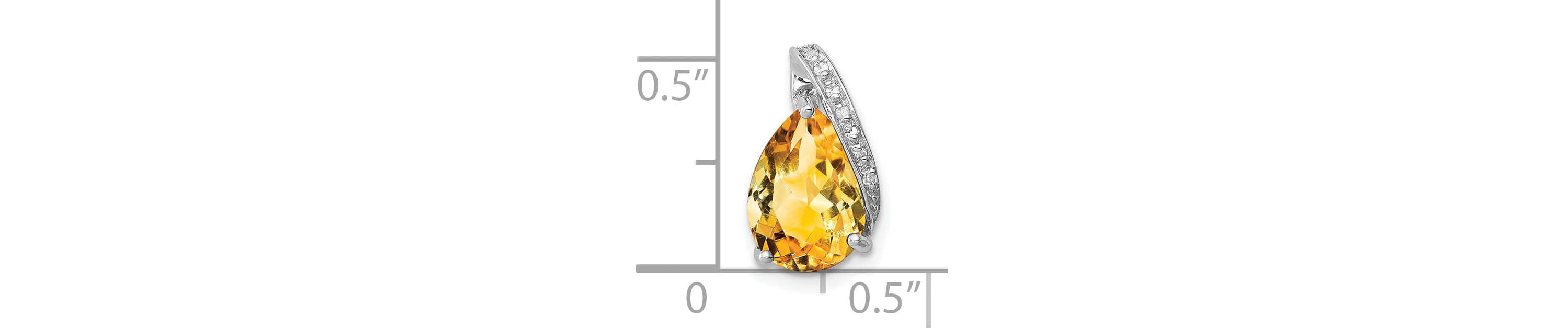 1.7 ct. t.w. Pear Citrine and 0.003 ct. t.w. Diamond Pendant in Rhodium-plated Sterling Silver