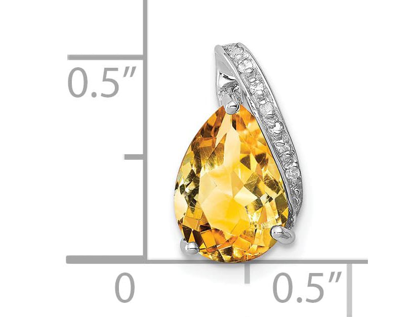 1.7 ct. t.w. Pear Citrine and 0.003 ct. t.w. Diamond Pendant in Rhodium-plated Sterling Silver