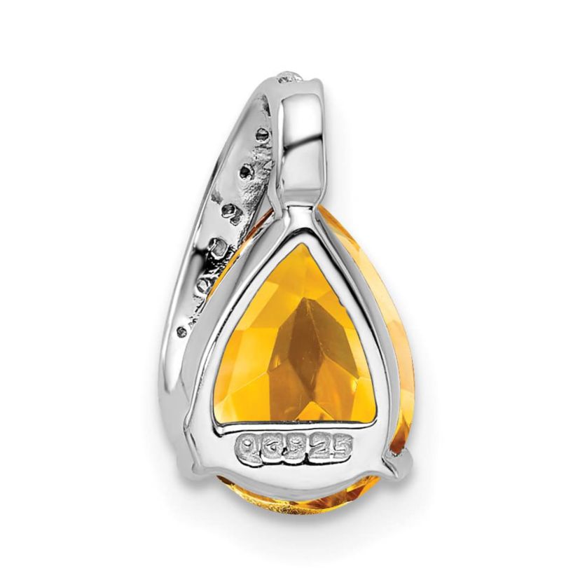 1.7 ct. t.w. Pear Citrine and 0.003 ct. t.w. Diamond Pendant in Rhodium-plated Sterling Silver