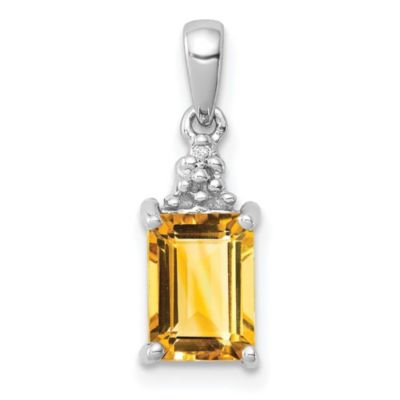 Belk & Co 1 ct. t.w. Citrine and 0.003 ct. t.w. Diamond Pendant in Rhodium-plated Sterling Silver, White