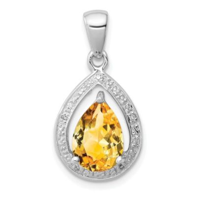Belk & Co 1.7 ct. t.w. Citrine and 0.02 ct. t.w. Diamond Pendant in Rhodium-plated Sterling Silver, White