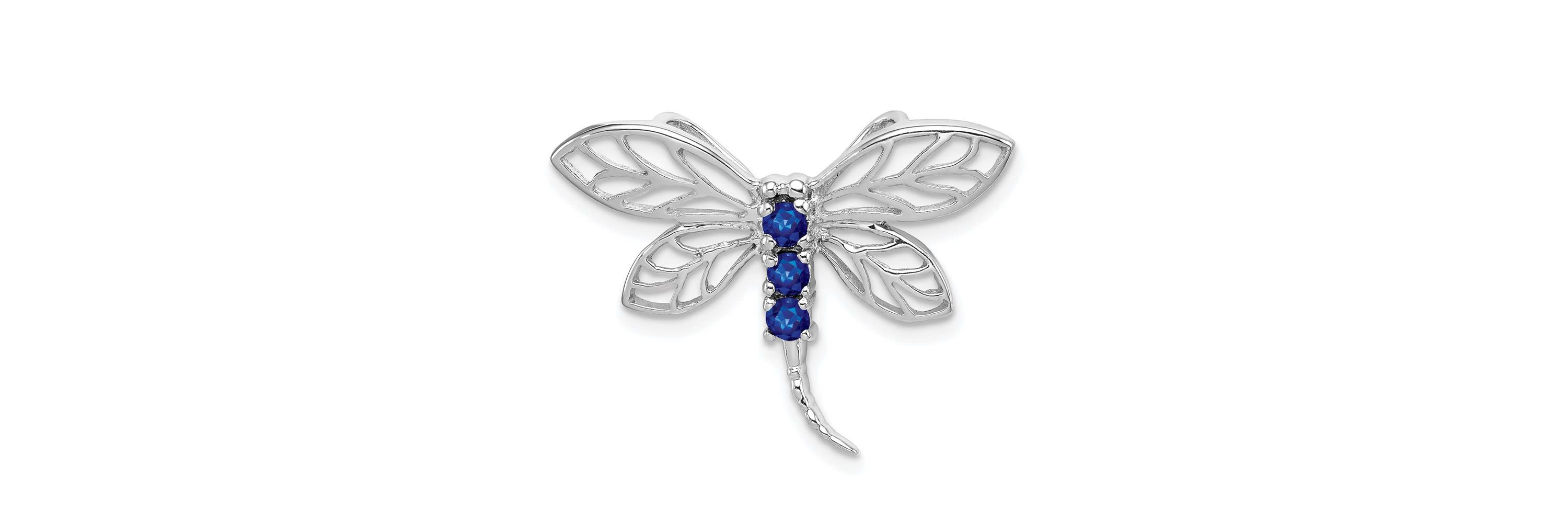 1/4 ct. t.w. Sapphire Dragonfly Pendant in Rhodium-plated Sterling Silver