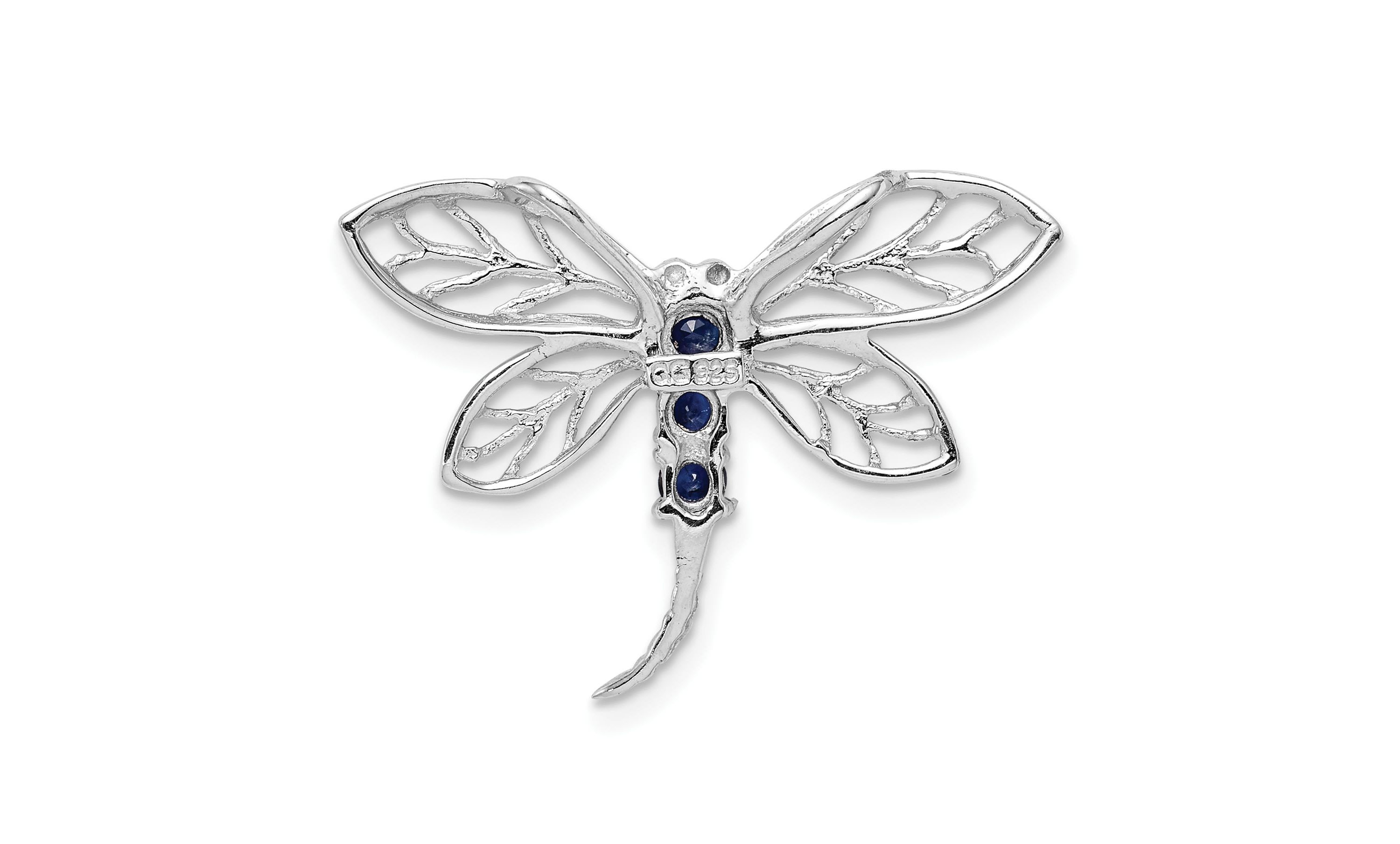 1/4 ct. t.w. Sapphire Dragonfly Pendant in Rhodium-plated Sterling Silver