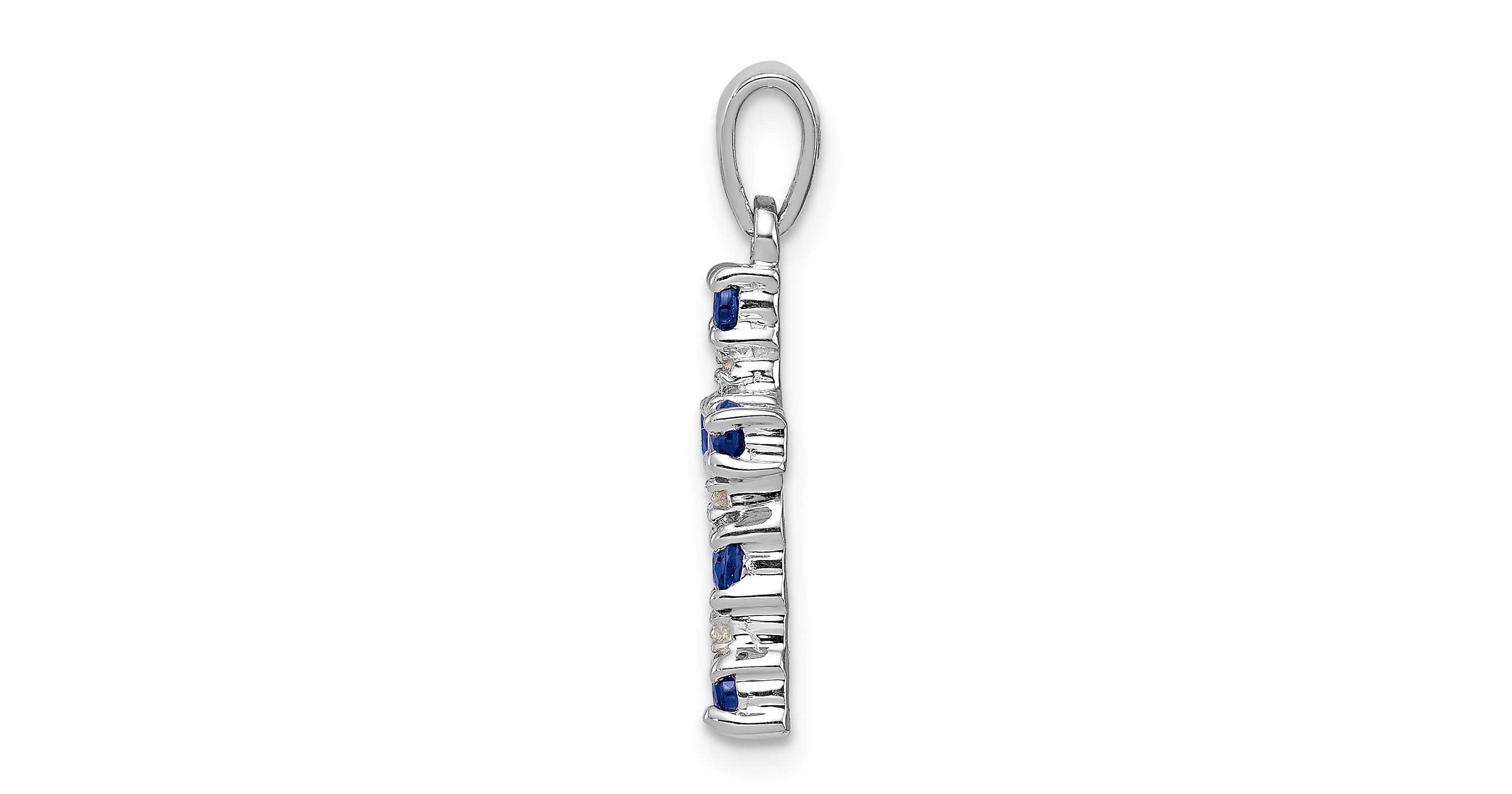 1/2 ct. t.w. Sapphire and 0.004 ct. t.w. Diamond Accent Cross Pendant in Rhodium-plated Sterling Silver