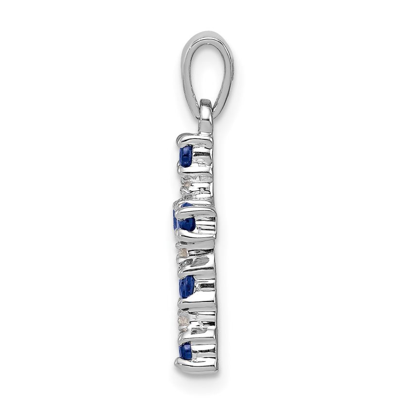 1/2 ct. t.w. Sapphire and 0.004 ct. t.w. Diamond Accent Cross Pendant in Rhodium-plated Sterling Silver
