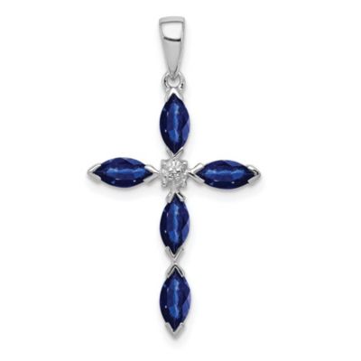 1.75 ct. t.w. Sapphire and 0.003 ct. t.w. Diamond Pendant in Rhodium-plated Sterling Silver