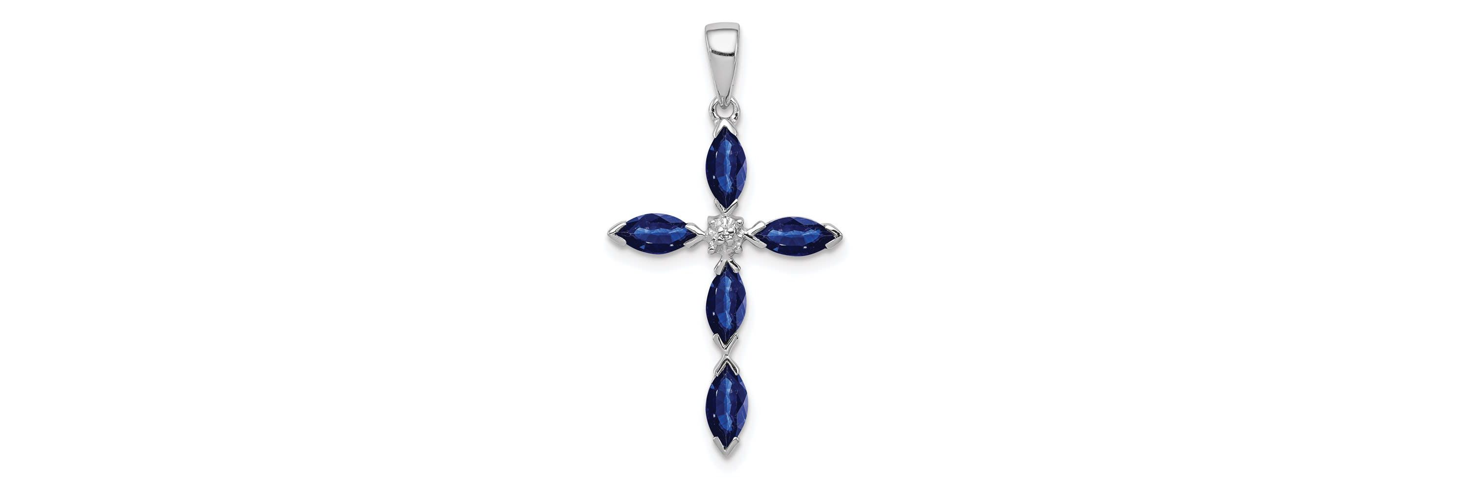 1.75 ct. t.w. Sapphire and 0.003 ct. t.w. Diamond Pendant in Rhodium-plated Sterling Silver