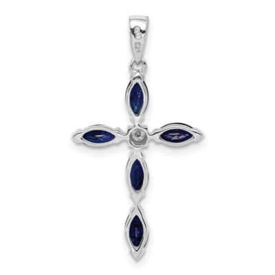 1.75 ct. t.w. Sapphire and 0.003 ct. t.w. Diamond Pendant in Rhodium-plated Sterling Silver