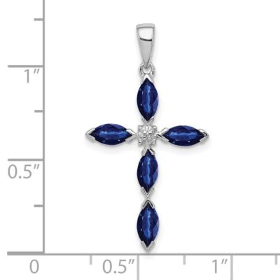 1.75 ct. t.w. Sapphire and 0.003 ct. t.w. Diamond Pendant in Rhodium-plated Sterling Silver