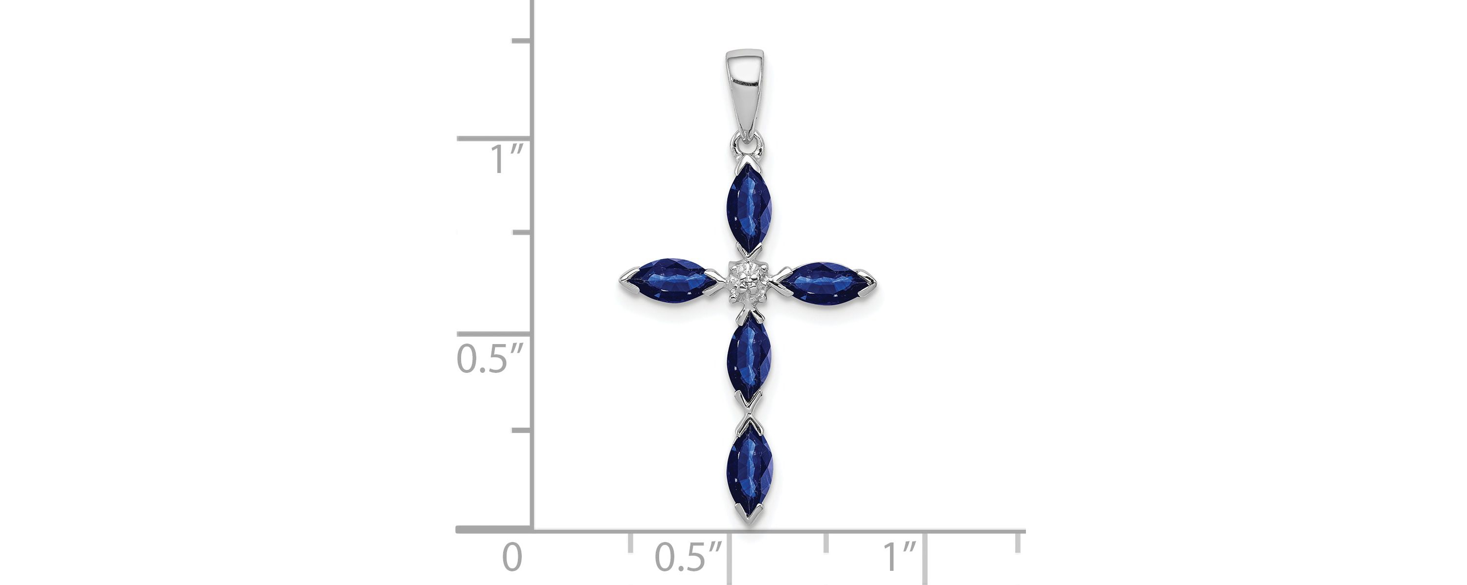 1.75 ct. t.w. Sapphire and 0.003 ct. t.w. Diamond Pendant in Rhodium-plated Sterling Silver