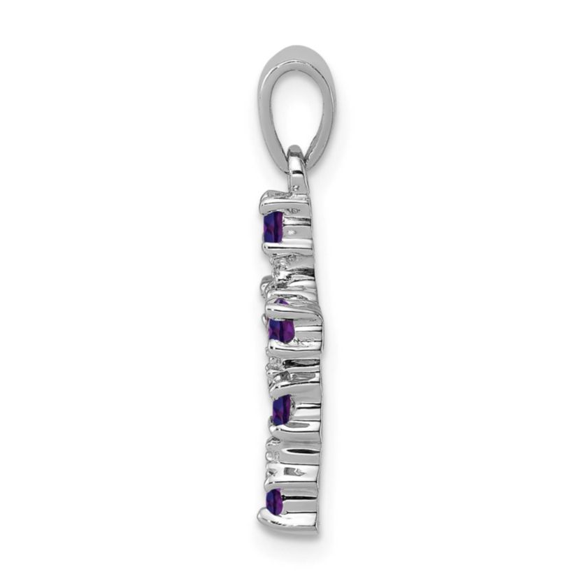 3/8 ct. t.w. Amethyst and Diamond 0.004 ct. t.w. Accent Cross Pendant in Rhodium-plated Sterling Silver
