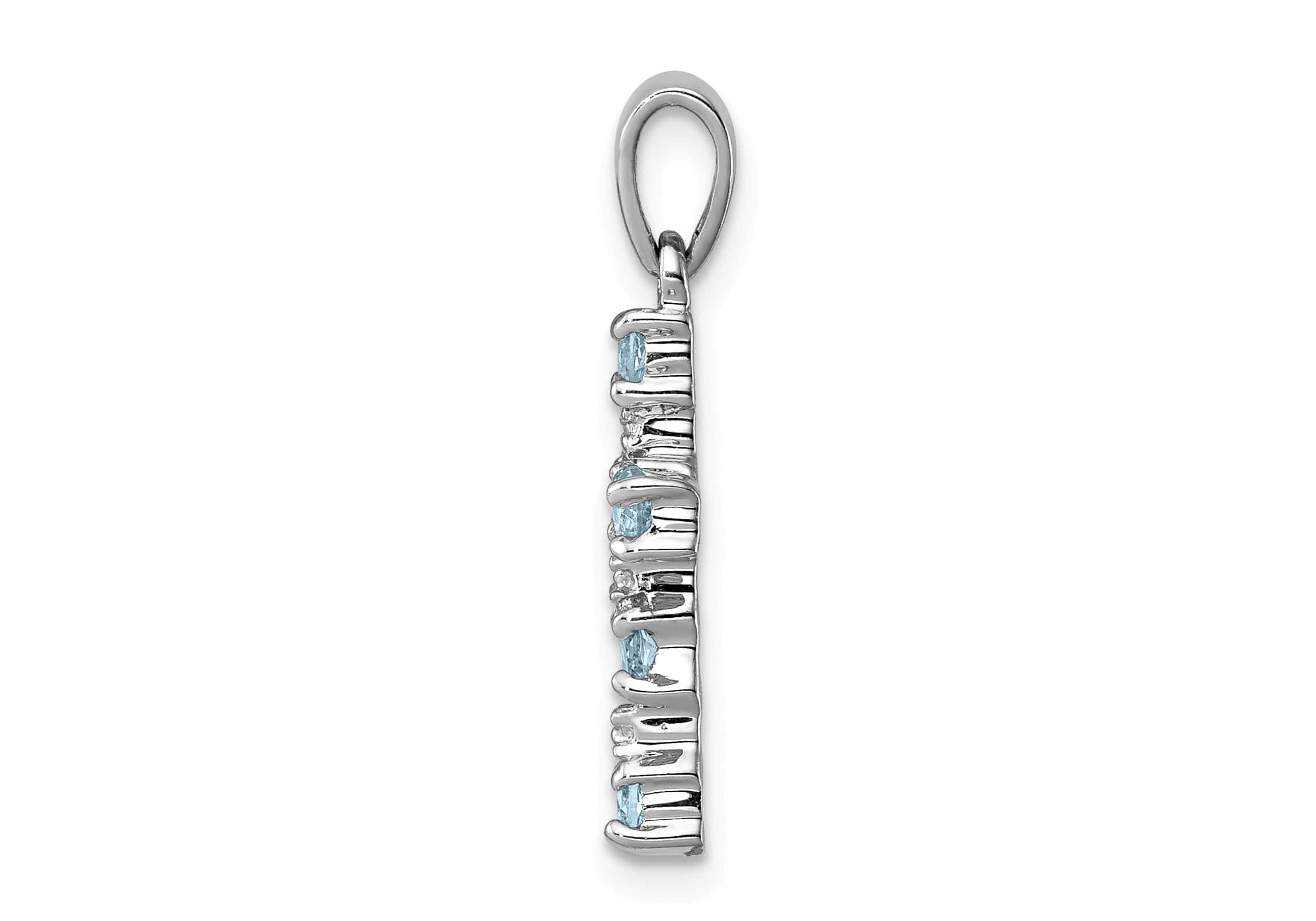 3/8 ct. t.w. Light Swiss Blue Topaz Cross and 0.004 ct. t.w. Diamond Accent Pendant in Rhodium-plated Sterling Silver