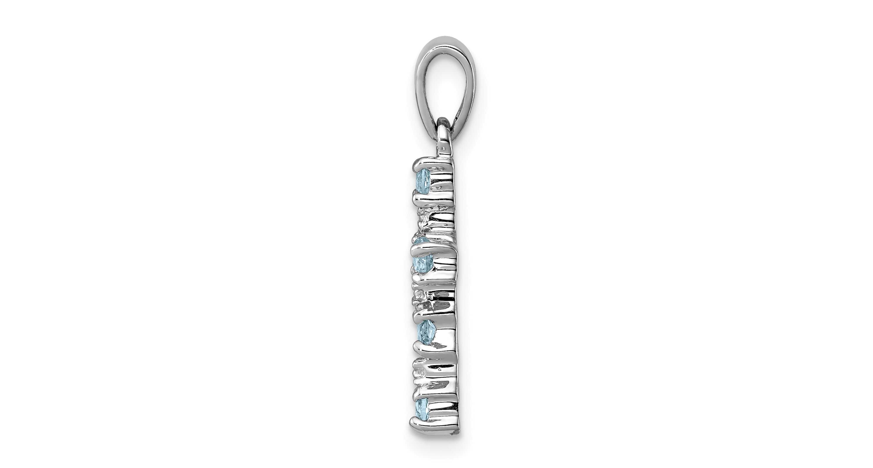 3/8 ct. t.w. Light Swiss Blue Topaz Cross and 0.004 ct. t.w. Diamond Accent Pendant in Rhodium-plated Sterling Silver