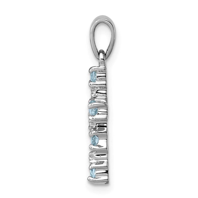 3/8 ct. t.w. Light Swiss Blue Topaz Cross and 0.004 ct. t.w. Diamond Accent Pendant in Rhodium-plated Sterling Silver