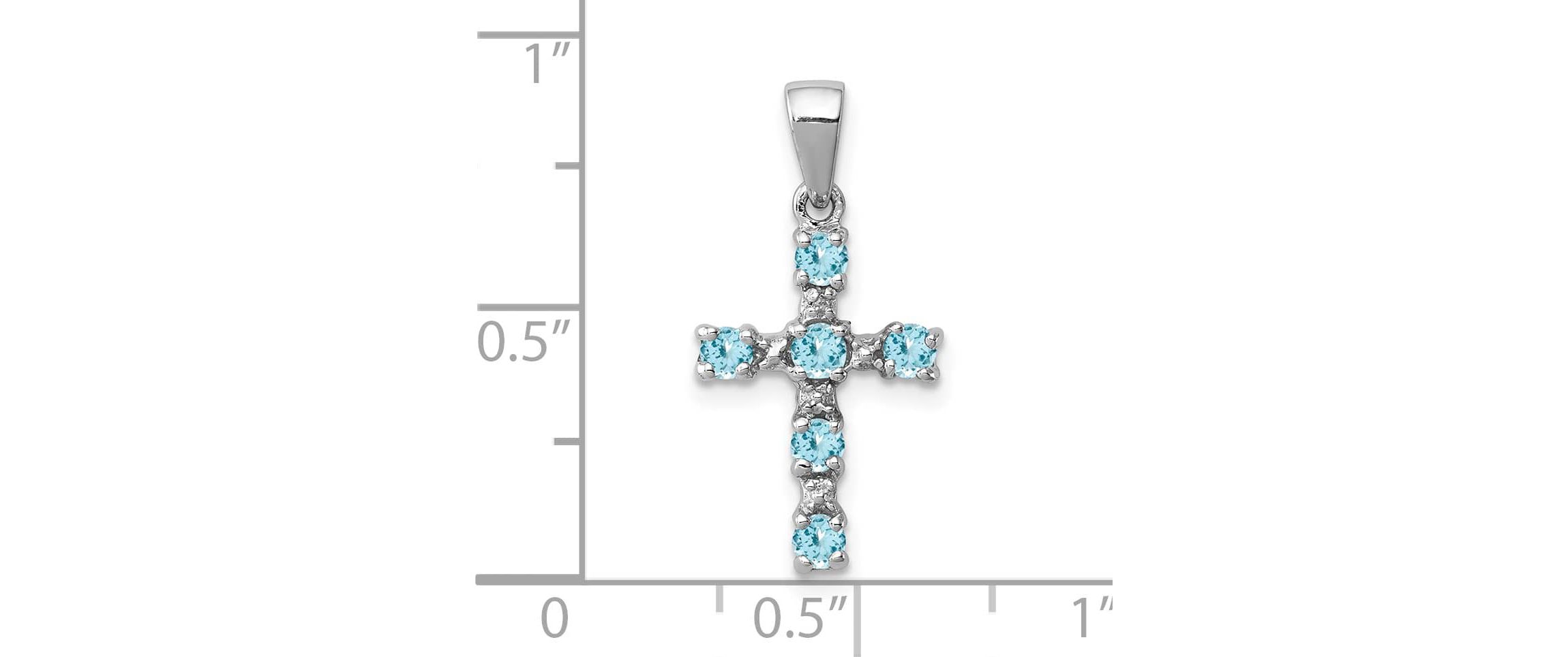 3/8 ct. t.w. Light Swiss Blue Topaz Cross and 0.004 ct. t.w. Diamond Accent Pendant in Rhodium-plated Sterling Silver