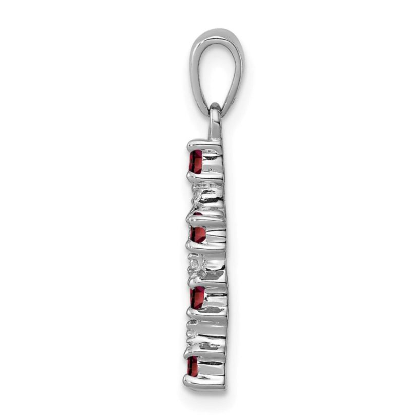 1/2 ct. t.w. Garnet and 0.004 ct. t.w. Diamond Cross Pendant in Rhodium-plated Sterling Silver