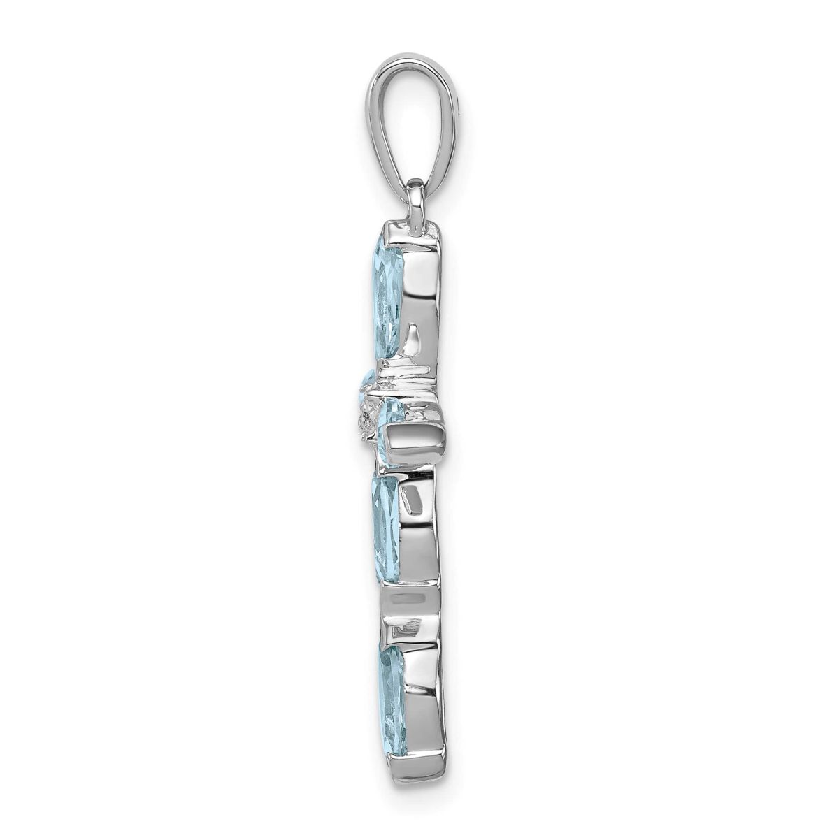 1.5 ct. t.w. Light Swiss Blue Topaz Cross and 0.003 ct. t.w. Diamond Pendant in Rhodium-plated Sterling Silver