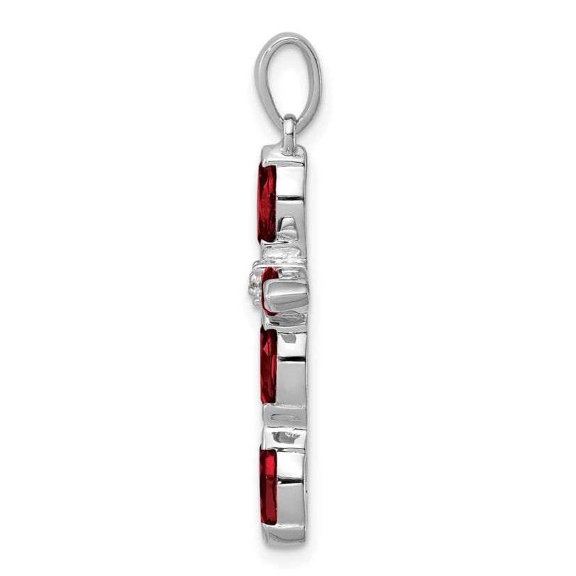 1.25 ct. t.w. Garnet and 0.003 ct. t.w. Diamond Cross Pendant in Rhodium-plated Sterling Silver