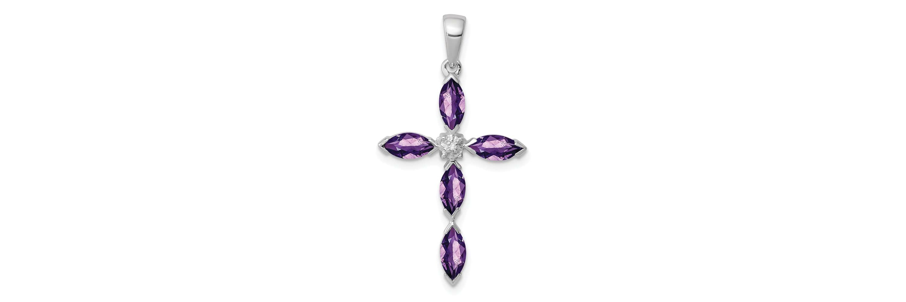 1 ct. t.w. Amethyst and 0.003 ct. t.w. Diamond Pendant in Sterling Silver Rhodium-plated